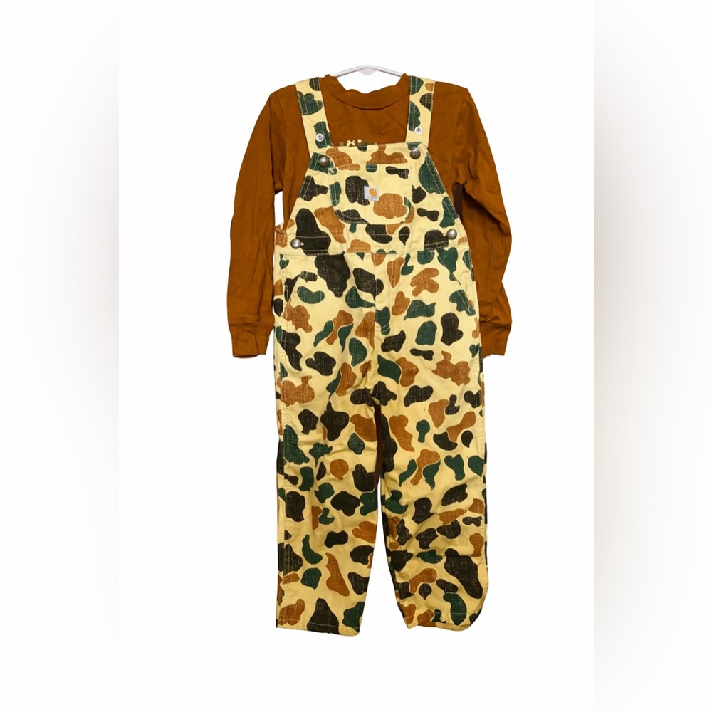 Carhartt Kids Camo Overalls - Cream with Green & Brown
